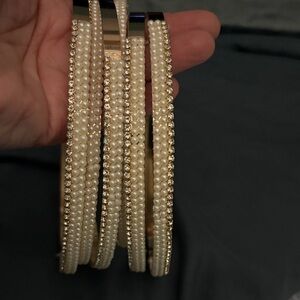 Elegant Pearl and Rhinestone Headbands In Goldtone.